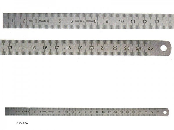 Ocelové měřítko nerez stupnice čtení R-L 1000x18x0,5 mm